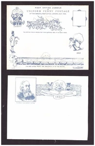1890 Furniss Caricature Uniform Penny Postage Jubilee envelope & card. - Picture 1 of 2