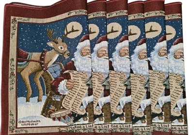 6 manteles tapices Papá Noel haciendo una lista revisándolo dos veces Navidad 13 X 18 usados en excelente estado Foto 1 de 3