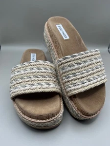Steve Madden Beller Damen Sandalen natur gewebt flach Plateau Größe 10M NEU - Bild 1 von 6