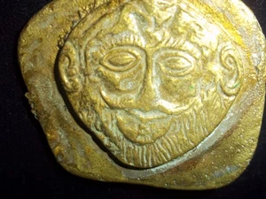 Maske des Agamemnon Revival - Bronzemedaillon/Anhänger m. Kette - Zeuss auf der Rückseite - Bild 1 von 16