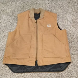 Vintage 80s CARHARTT VQ186 Artic Canvas Vest Quilt Lined Large Jacket Workwear - Picture 1 of 10