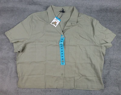 Camisa Dave Bitton para mujer mezcla de lino manga corta cuello en V bolsillos oliva nueva con etiquetas 2XL Foto 1 de 4