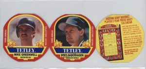 1990 Tetley Tea Discs Pairs with Tag Bret Saberhagen Mike Greenwell #17-18 Patch