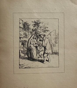 LITHOGRAPHIE D ' ADRIAEN VAN OSTADE 1648 " CONVERSATION DANS LA RUE " - Photo 1/1