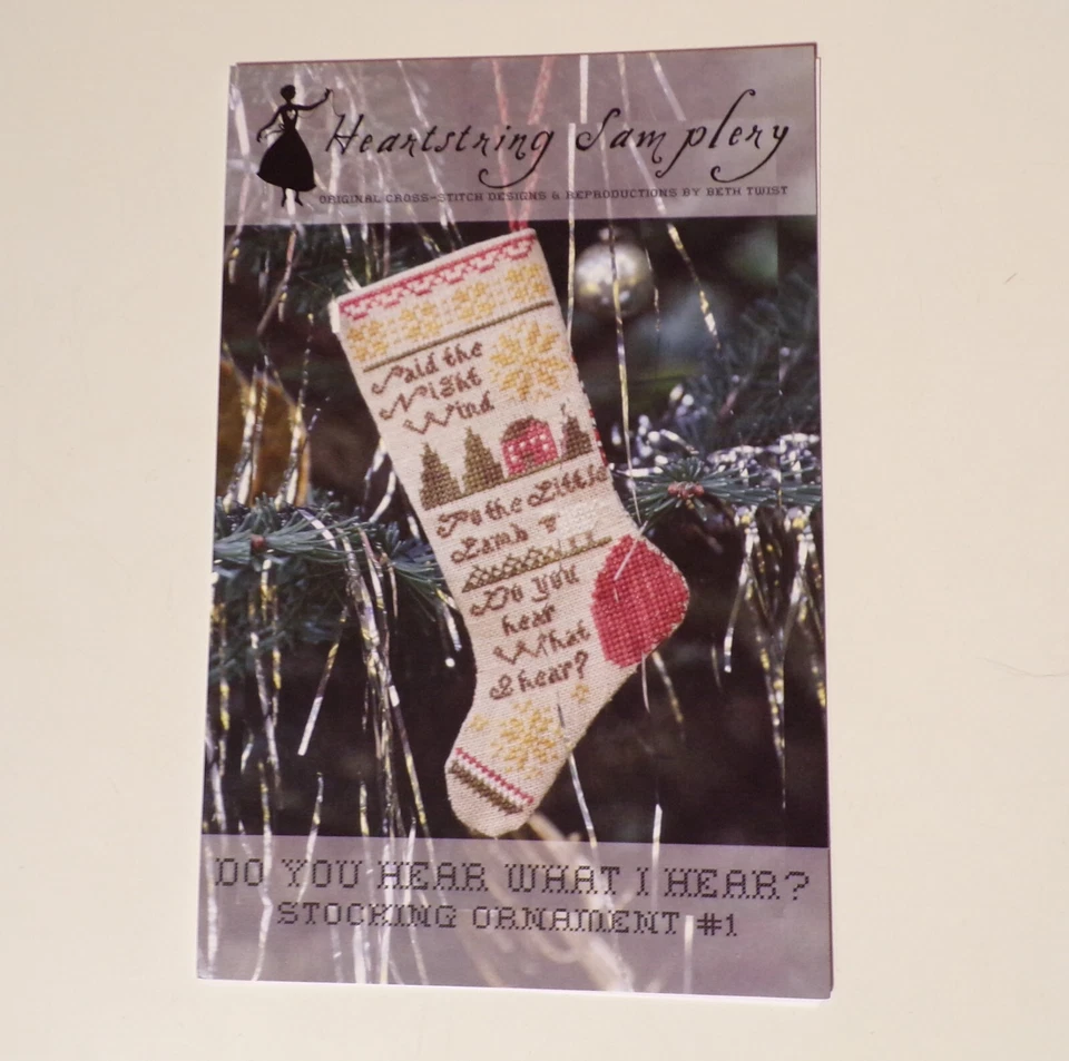 Do you hear what I hear Stocking ornament 1 - heartstring samplery cross stitch - Image 1 of 3