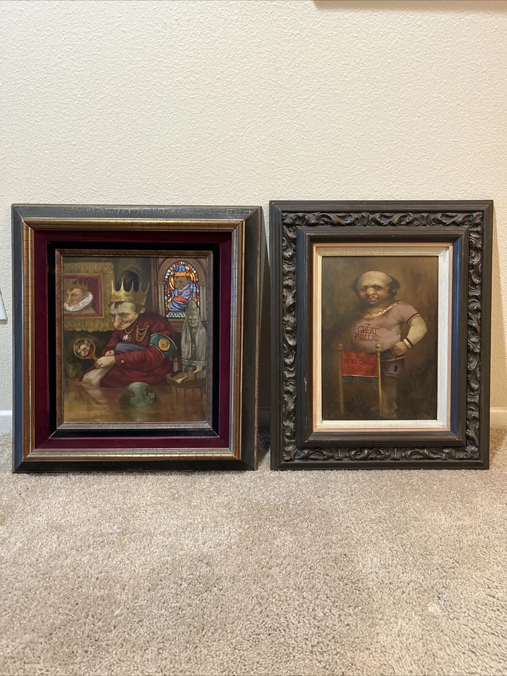 2 Original Vintage Original Modern Surrealist Oil Paintings, Charles BRAGG '60s - Image 1 of 4