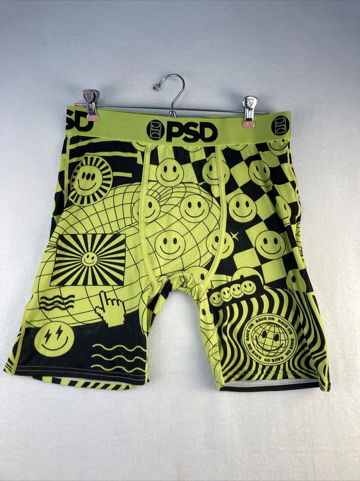 Ropa interior PSD para hombre amarillo negro rave en calzoncillos boxer nuevos sin etiquetas nueva talla grande sonrisa Foto 1 de 4