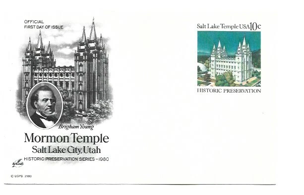 UX83 10c Mormon, Salt Lake Temple, Mint with the ArtCraft cachet - Image 1 of 1