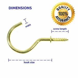 5pc Brass Cup Hooks 50mm Small Large Shouldered Hanging Hat Coat Bag Mug - Picture 1 of 2