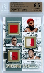 2009 SPORTKINGS TRIPLE MEMORABILIA GOLD #3 LEWIS / HOLMES / FRAZIER BGS GEM 9.5 - Picture 1 of 2