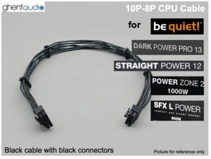 📏24" Black CPU 8P Cable for Be Quiet!: Dark Power 13, Pure Power 12 M - Afbeelding 1 van 1