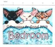 Original Design Devon Rex Cat Painting Bedroom Door Sign By Suzanne Le Good