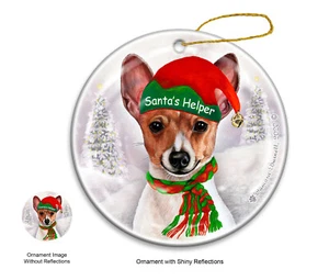 Adorno ayudante de Santa - Juguete rojo y blanco Fox Terrier 4273 - Imagen 1 de 1