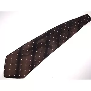 Louis Roth breite geometrische Herren-Krawatte braun gelb weiß 100 % Seide 59" Vintage - Bild 1 von 3