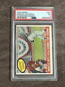 1959 Topps Mickey Mantle Hits 42nd Homer For Crown #461 PSA 5 EX HOF Legend!