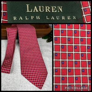 VTG Lauren Ralph Lauren Striped Silk Neck Tie Men 3.5" Red/Navy Classic Preppy - Picture 1 of 10