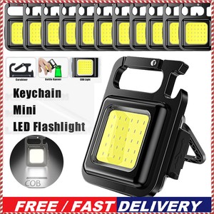 USB Rechargeable LED COB Flashlight Work Lamp Mini Torch Pocket Keychain Light