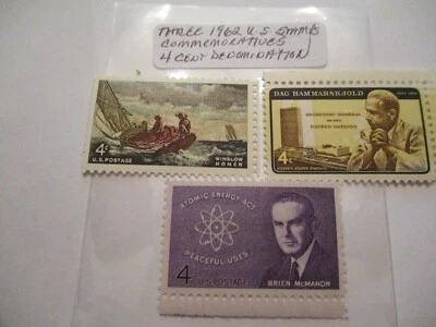 Three 1962 U.S. Commemorative Postage Stamps - 4 Cent Denomination - Image 1 of 2
