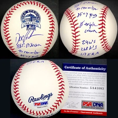 Dwight Doc Gooden signed Mets Shea Stadium 1985 Stat baseball PSA Witness COA - Image 1 of 4