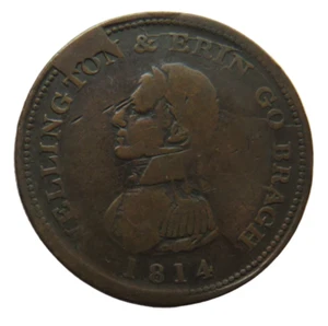 1814 E. Stephens Dublin One Penny Token Wellington & Erin Go Bragh - Picture 1 of 3