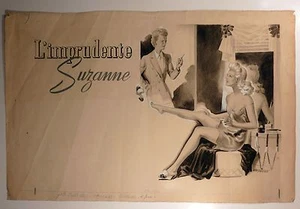 Emmanuel Gaillard Dessin original aquarellé " L'imprudente Suzanne" BE - Foto 1 di 1