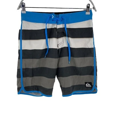 QUIKSILVER Gestreifte Graue Badehose Schwimmshorts Größe 28 XS - Bild 1 von 4