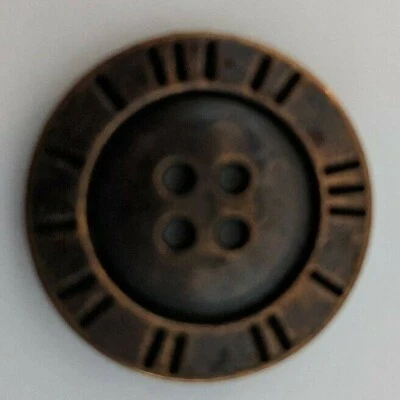Round Brass Metal 4-hold Button - 1 inch - JHB Buttons     - Image 1 of 2