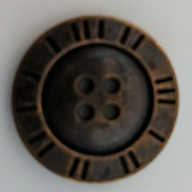 Round Brass Metal 4-hold Button - 1 inch - JHB Buttons     - Image 1 of 2