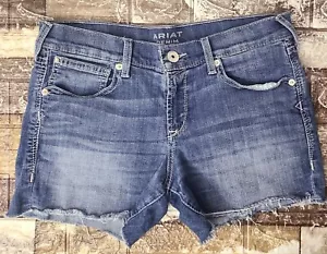 ARIAT Denim Boyfriend Shorts Damen abgeschnitten roher Saum 5 Taschen abgenutzt Größe 29 - Bild 1 von 11