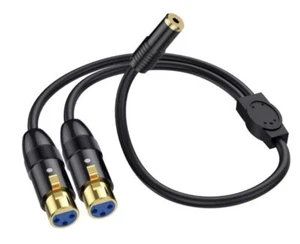 2 XLR Female to 3.5mm Female Unbalanced Audio Extension Cable Y Splitter - Picture 1 of 6
