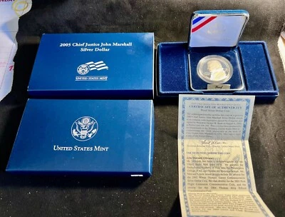 2005 Chief Justice John Marshall Commemorative Proof Silver Dollar $1 Coin 5998 - Image 1 of 4