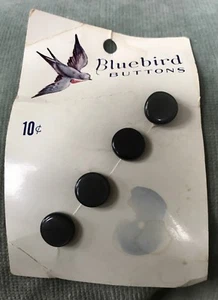 "Vintage NOS 4er-Set früher Kunststoff schwarz schimmern schwarz ""Bluebird"" Tasten 1/2" - Bild 1 von 5