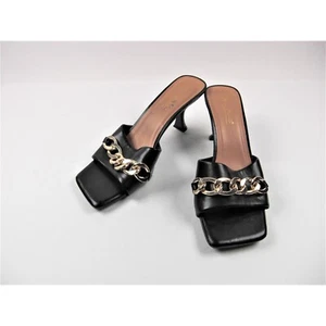 ANNE MICHELLE Women's Size 7.5 BLACK Slide Sandal Shoes 2" Stiletto - Picture 1 of 7