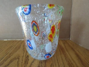 Venetian Millefiori Style Hand Blown Glass Bubble Tumbler Murano??? - Picture 1 of 9