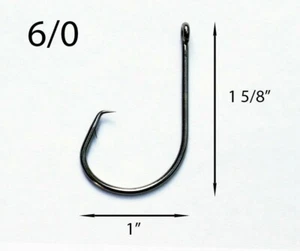 PACK OF 100 Size 6/0 TACKLEWORKS Circle Non Offset Inline Hooks 7381 - Picture 1 of 1