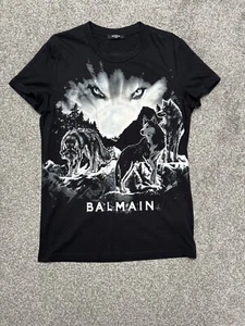Mens Black Wolf Balmain T-Shirt Size XS - Picture 1 of 3