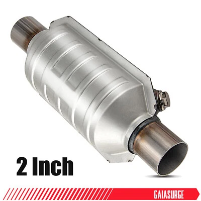 2" Inlet/Outlet Universal Catalytic Converter with Heat Shield Stainless Steel Foto 1 de 4