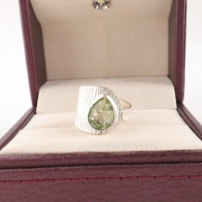 Green Amethyst Gemstone 925 Sterling Silver Ring Handmade Jewelry Ring For Gift - Image 1 of 3