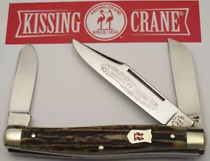 Vintage 1981 Kissing Crane Solingen Large Stock Knife - Stag Handles - Stainless - Picture 1 of 15