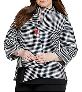 IC Collection Connie Black White Polka Dot Asymmetrical Jacket S - Picture 1 of 1