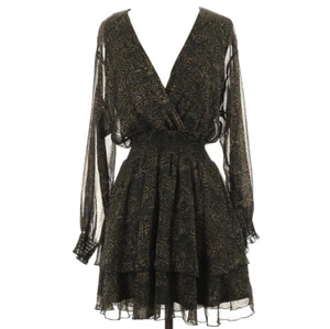 Zara Women's Black Green Polyester Mini Dress Elastic Waist & Wrist Bands Size S - Picture 1 of 8