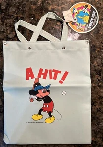 Vintage Walt Disney Productions Vinyl Mickey Mouse Tote Bag “A Hit!” RARE - Picture 1 of 8