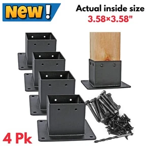 4pk 4x4" Wood Post Anchor Base Brackets for Building Deck Railing Fence Pergola - Picture 1 of 8