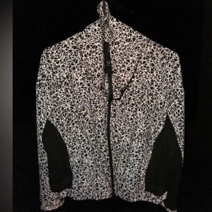 Athletic Jacket Full Zip Lightweight Running Windbreaker Geometric Print Large - Picture 1 of 4