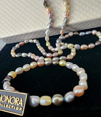 HONORA 36" NECKLACE & BRACELET SET Multi-Colors 925 Sterling Silver New With Tag - Image 1 of 4