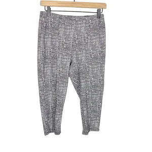 Lyssé Macklin Ponte Knit Cigarette Pants White Black Criss Cross Brushstroke L - Picture 1 of 9