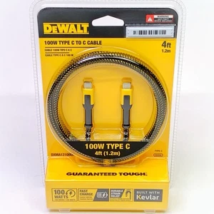 DeWalt 131 0006 DW2 Cavo Durevole 100W Tipo C a C Ricarica Rapida 4 piedi SIGILLATO! - Foto 1 di 11