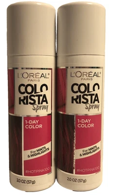 (2) L'Oreal Paris Colorista de Cabello Spray 1 Día, ROSA INTENSO - 2 OZ. Cada Foto 1 de 4