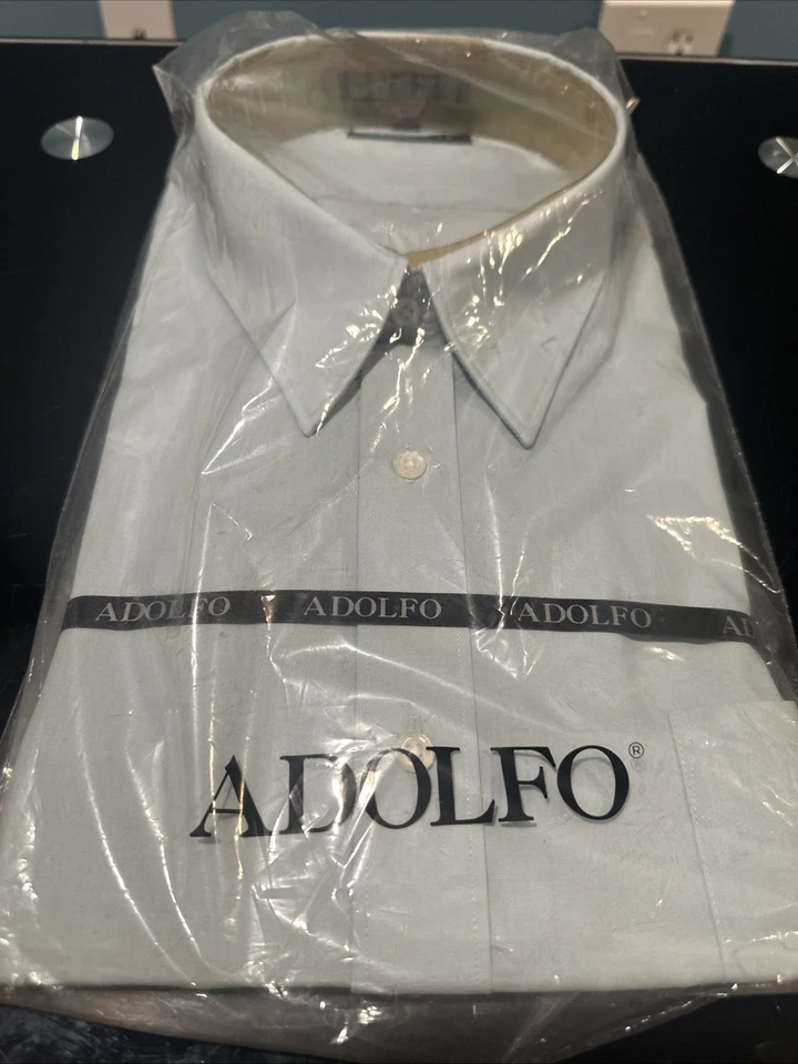 Camisa de vestir Adolfo para hombre 18,5 36/37. Manga larga azul. NUEVO Foto 1 de 4