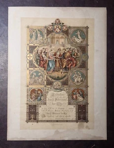 Antique 1898 Catholic Marriage Certificate Chromolithograph Buffalo NY German  - Picture 1 of 7